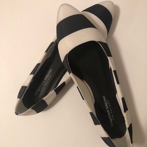 Christian Siriano Black & white Stripe Kitten Heel